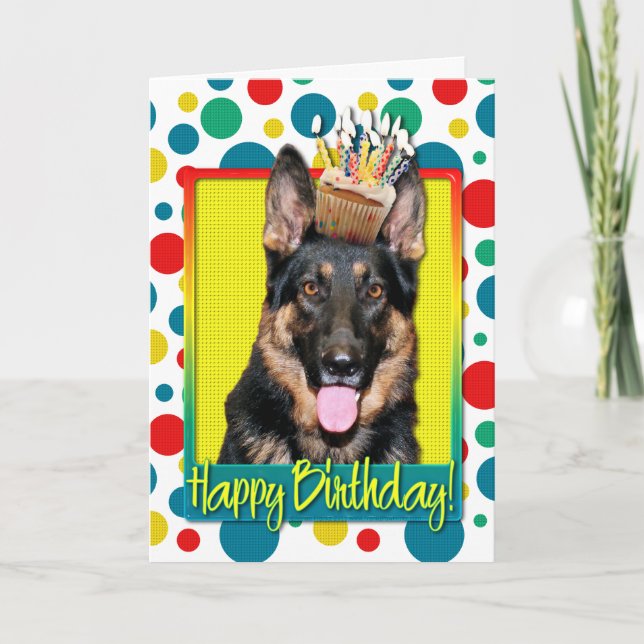 Birthday Cupcake - German Shepherd - Kuno Card (Front)