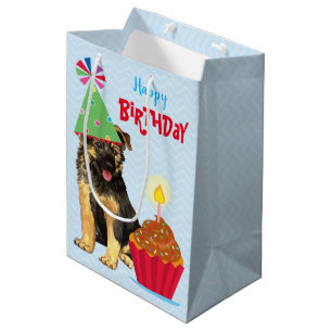 Birthday Cupcake German Shepherd Medium Gift Bag