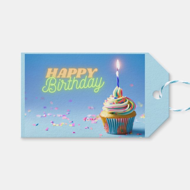 Birthday Cupcake Gift Tags (Front (Horizontal))