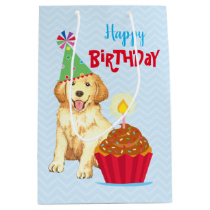 Birthday Cupcake Golden Retriever Medium Gift Bag