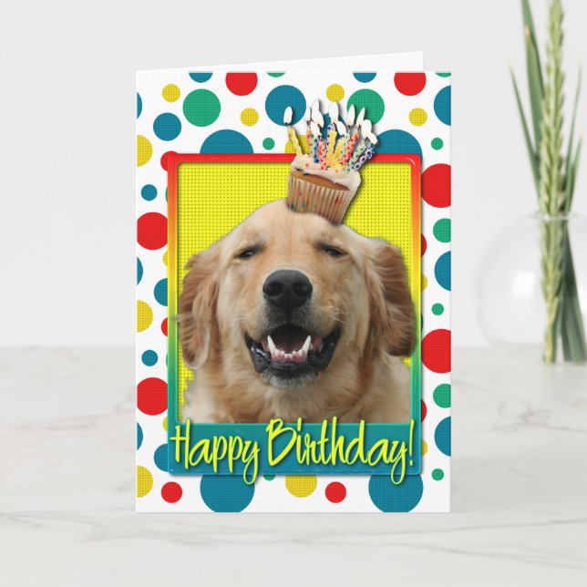Birthday Cupcake - Golden Retriever - Mickey Card (Front)