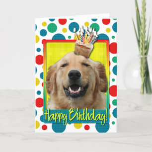 Birthday Cupcake - Golden Retriever - Mickey Card