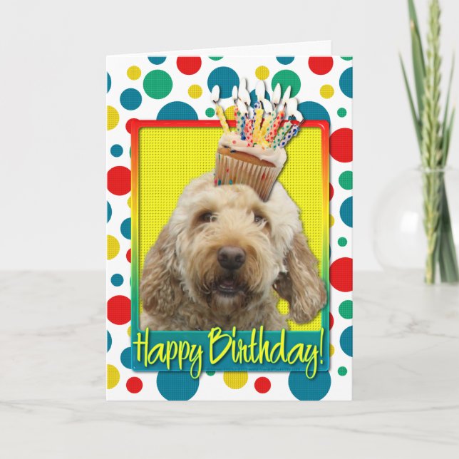 Birthday Cupcake - GoldenDoodle Card (Front)