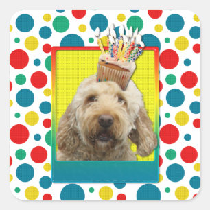 Birthday Cupcake - GoldenDoodle Square Sticker