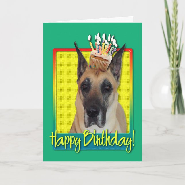 Birthday Cupcake - Great Dane Card (Front)