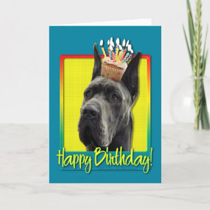Birthday Cupcake - Great Dane - Grey Card
