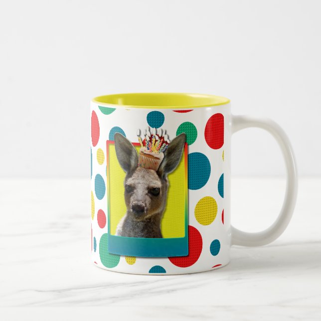 Birthday Cupcake - Kangaroo Two-Tone Coffee Mug (Right)