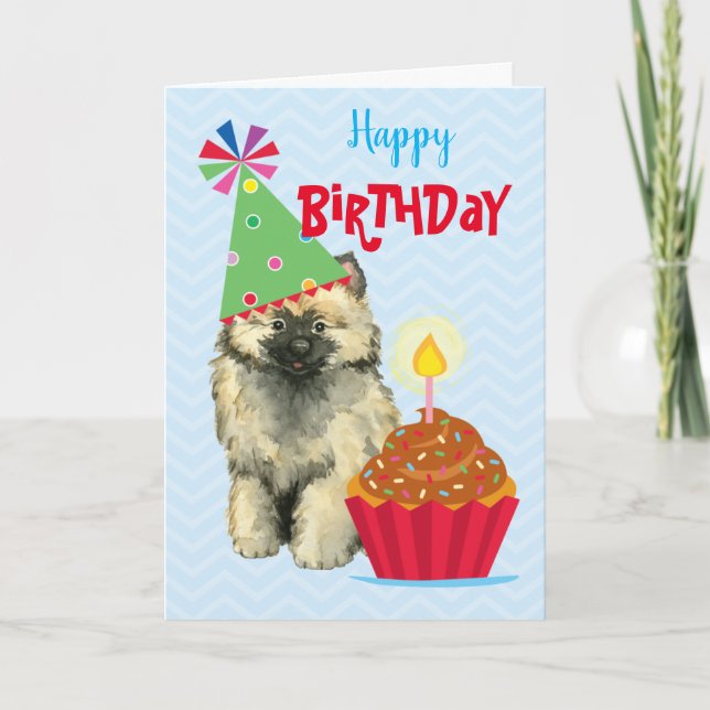 Birthday Cupcake Keeshond Card (Front)