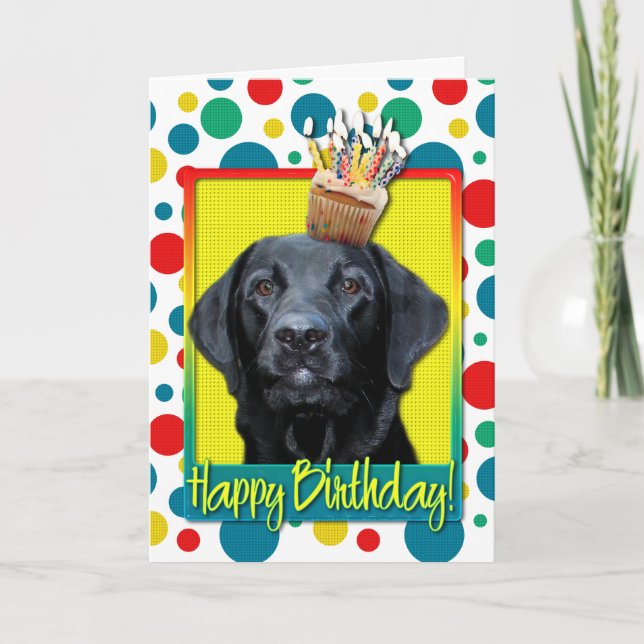 Birthday Cupcake - Labrador - Black - Gauge Card (Front)