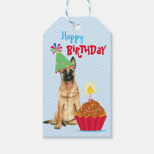 Birthday Cupcake Malinois Gift Tags