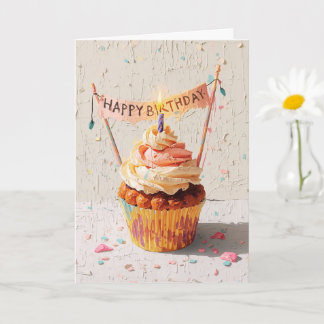 Birthday Cupcake Painting Card