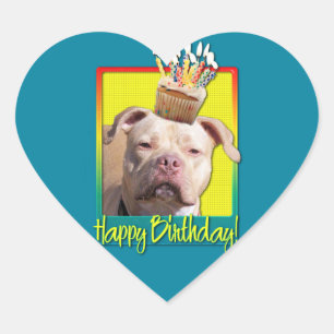 Birthday Cupcake - Pitbull - Jersey Girl Heart Sticker