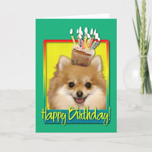 Birthday Cupcake Pomeranian Card