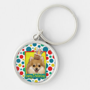 Birthday Cupcake - Pomeranian Key Ring