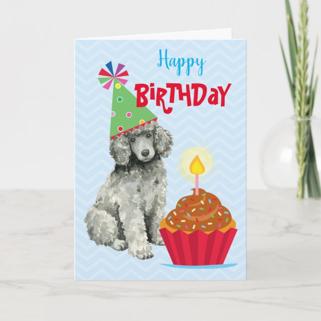 Birthday Cupcake Poodle Card (Front)