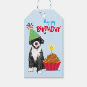 Birthday Cupcake Portuguese Water Dog Gift Tags