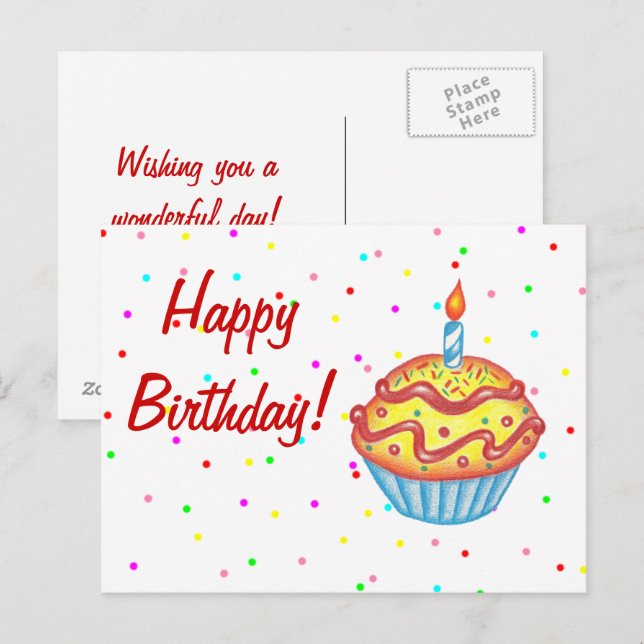 Birthday Cupcake Postcard (Front/Back)