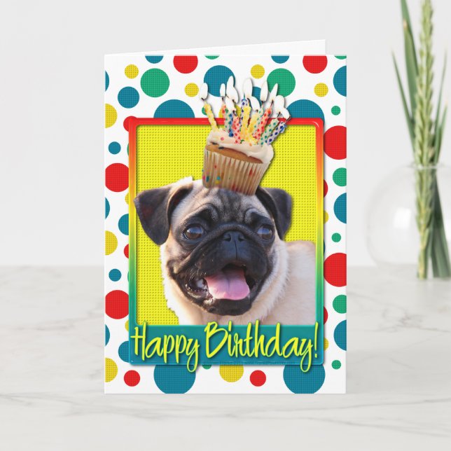 Birthday Cupcake - Pug Card (Front)