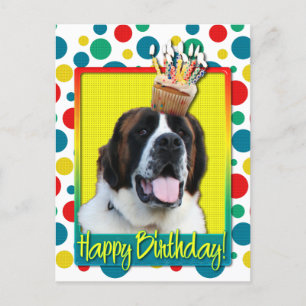 Birthday Cupcake - Saint Bernard - Mae Postcard