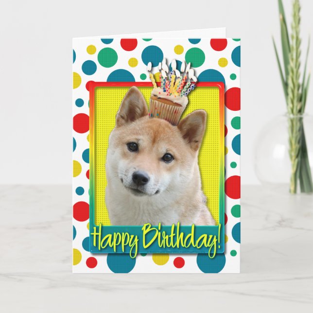 Birthday Cupcake - Shiba Inu Card (Front)