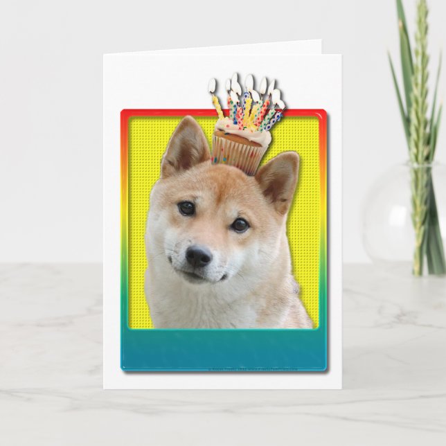 Birthday Cupcake - Shiba Inu Card (Front)