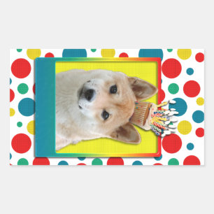 Birthday Cupcake - Shiba Inu Rectangular Sticker