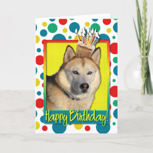 Birthday Cupcake - Siberian Husky - Copper Card
