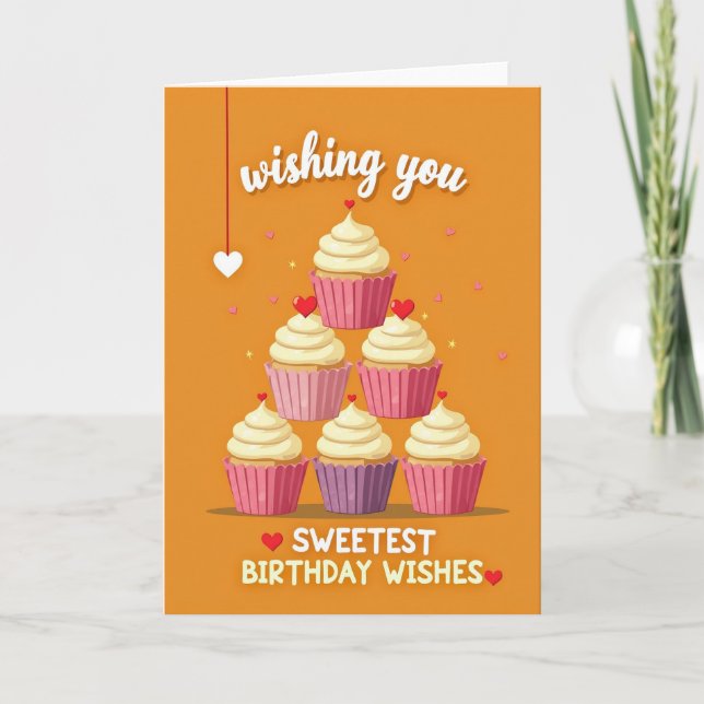 Birthday Cupcake Stack Card (Front)