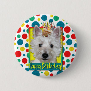 Birthday Cupcake - Westie - Tank 6 Cm Round Badge