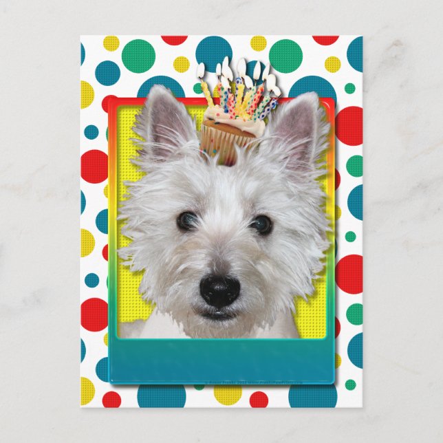 Birthday Cupcake - Westie - Tank Postcard (Front)