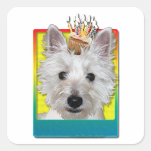 Birthday Cupcake - Westie - Tank Square Sticker