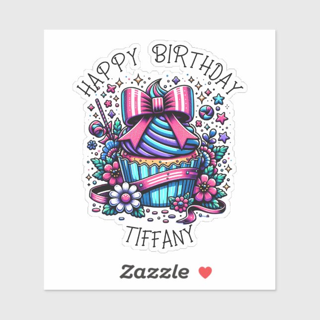 Birthday Cupcake Whimsical Personalised (Sheet)