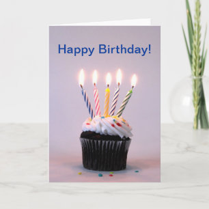 Birthday Cupcake with Candles Greeting Card