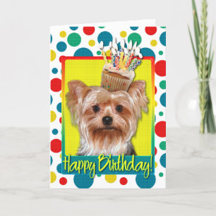 Birthday Cupcake - Yorkshire Terrier Card