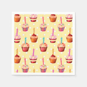 Birthday Cupcakes and Polka Dot Napkin