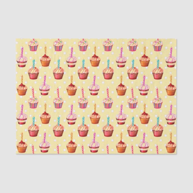 Birthday Cupcakes and Polka Dot Tissue Paper (Front)