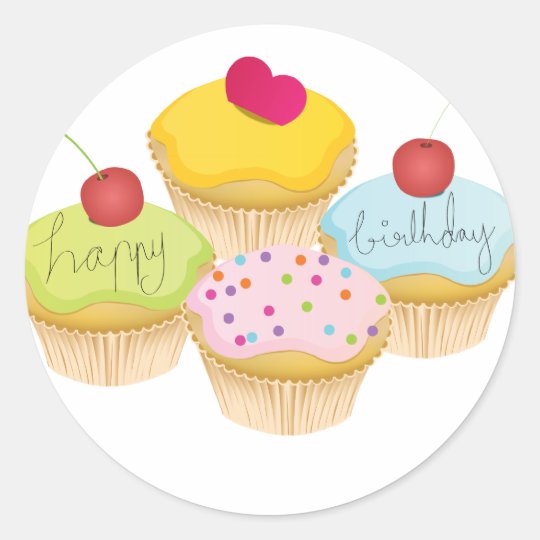 Birthday Cupcakes Classic Round Sticker