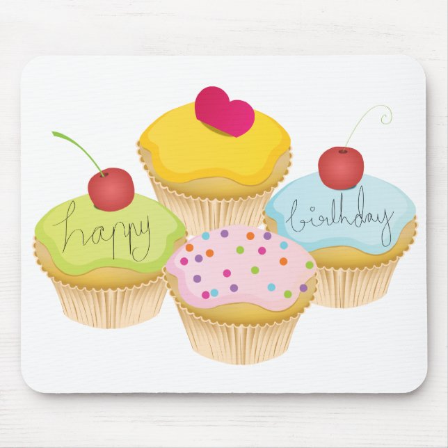Birthday Cupcakes Mouse Mat (Front)