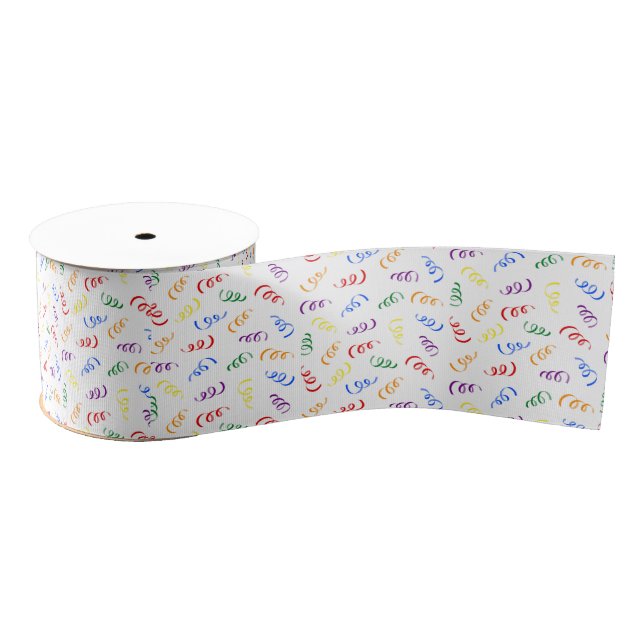 Birthday curling ribbons rainbow grosgrain ribbon (Spool)