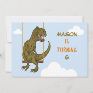 Birthday Custom Name, Age Personalised Dinosaur on Invitation