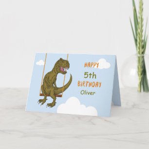Birthday Custom Name, Age Personalized Dinosaur on Card