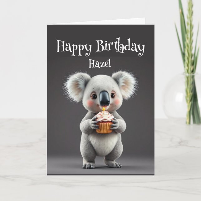 Birthday Custom Name Koala Australian Animal fun Card (Front)