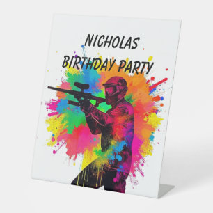 Birthday Custom Name Paintball Pedestal Sign