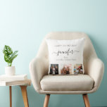 Birthday custom photo best friends black white cushion<br><div class="desc">A gift from friends for a woman's 21st birthday, celebrating her life with 3 of your photos of her, her friends, family, interest or pets. Personalise and add her name, age 21 and your names. Black coloured letters. A chic classic white background colour. Her name is written with a modern...</div>
