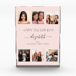 Birthday custom photo collage rose gold friend acrylic award<br><div class="desc">A gift from friends for a woman's 21st birthday, celebrating her life with a collage of 6 of your high quality photos of her, her friends, family, interest or pets. Personalise and add her name, age 21 and your names. Dark grey text. A girly rose gold, blush pink background colour....</div>