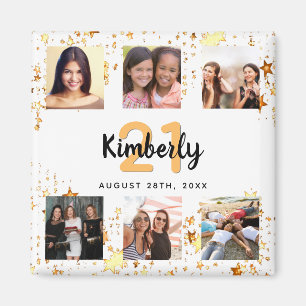 Birthday custom photo collage white friends  magnet