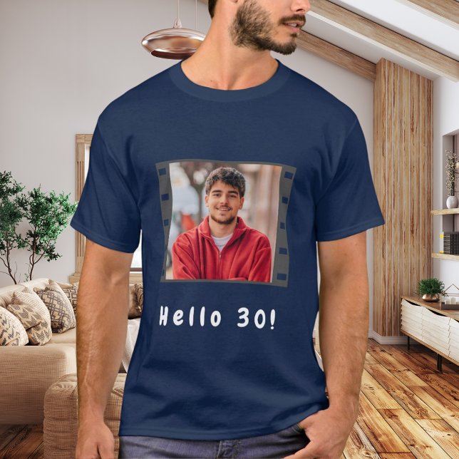 Birthday custom photo film hello guys men blue T-Shirt (Creator Uploaded)