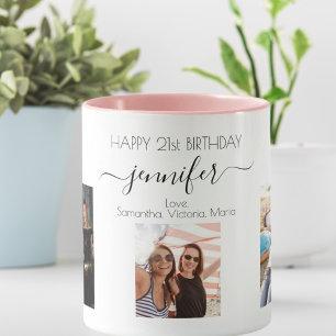 Birthday custom photo friend black white chic mug