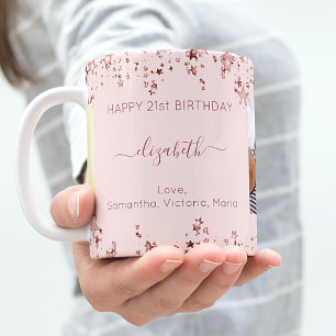 Birthday custom photo rose gold friends luxury coffee mug