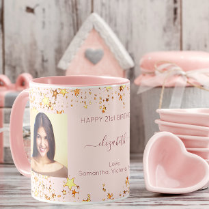 Birthday custom photo rose gold friends luxury mug